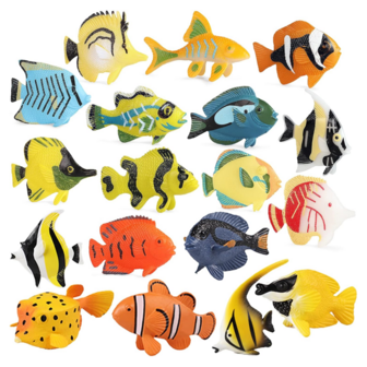 6/12/18 PCS Tropical Fish Toys, Plastic Assorted Miniature Sea Creatures Toys, Fake Toy Fish, Mini Ocean Animal Figures