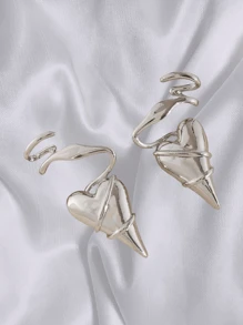 1 Pair Metal Asymmetrical Geometric Line Heart Stud Earrings, Suitable For Women's Daily, Party, Gathering, Vacation, Commute