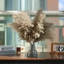 10/20/30 Pieces Of White Artificial Pampas Grass Decoration 17.3/21.6-Inch Small Fake Reed Feather Bouquet, Brown And White Pampas Grass Decoration, Bohemian Style, Room Flower Decoration, Wedding Vase, Flower Wreath Decoration, Bedroom Decoration, Bohemian Wedding,Plant Decoration, Floor Decoration - Dark Brown - View 4