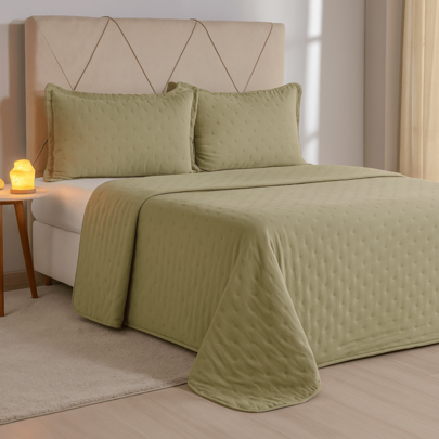 Kit Colcha Cobre Leito 3 Peças LAUNE HAUS Dupla Face Queen 240x260cm com Enchimento Soft e Toque Macio – 100% Microfibra Pré-Lavada