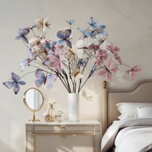 5 cành cây khô nhân tạo có hình bướm, dùng trang trí cửa sổ và sân vườn, hình bướm 3D sống động như thật. - Nhiều màu - Xem 3