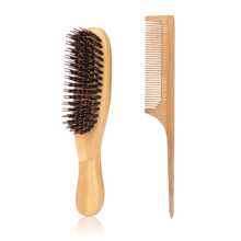 2 In 1 Bamboo Hair Brush Kit, Bamboo Wood Comb Paddle Detangling Hairbrush And Boar Bristles Brush For Women Men, Thick/Thin/Curly/Dry Hair