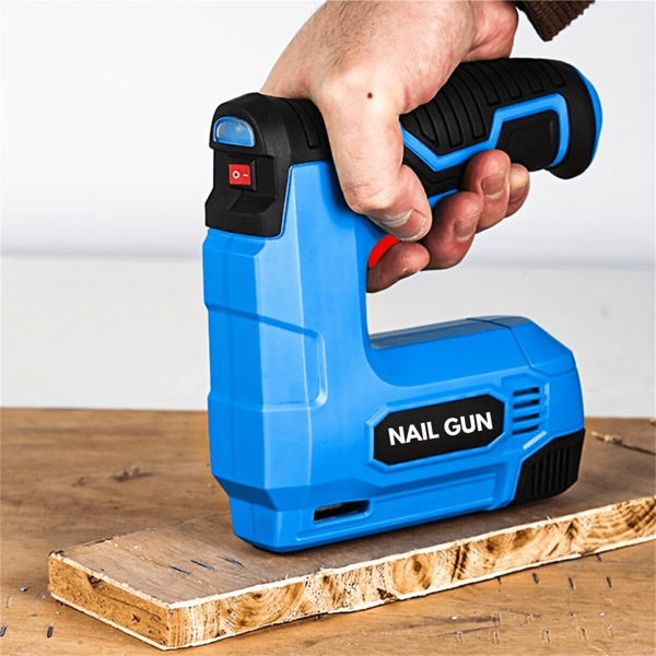 2-In-1 Cordless Nail Gun, 3.7V USB Powered Lithium Battery, Portable Electric Straight & Staples Tool For Woodworking, DIY, Home Renovation, Indoor Use, With Attached Accessories, 1500mAh Rechargeable Battery