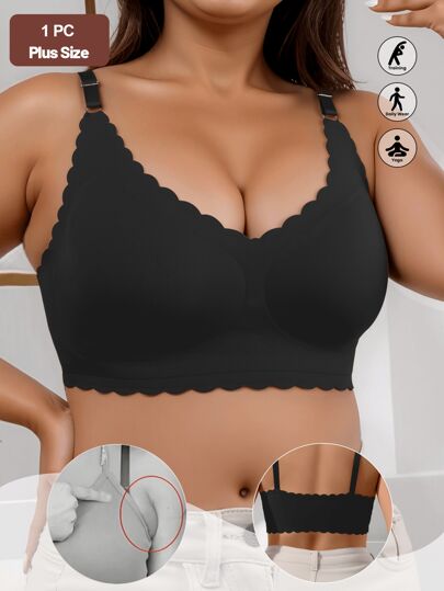 1 pieza Sujetador deportivo inalámbrico con efecto push-up, adecuado para mujeres de talla grande