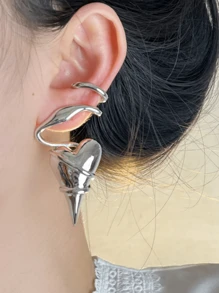 1 Pair Metal Asymmetrical Geometric Line Heart Stud Earrings, Suitable For Women's Daily, Party, Gathering, Vacation, Commute