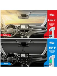 1pc Foldable Sunshade Windshield Cover, Front Window Visor, Blocks UV Rays, Keeps Car Interior Cool, Universal Thick Sunshield For Vehicle Sun Protection And Cooling - Multicolor - View 3