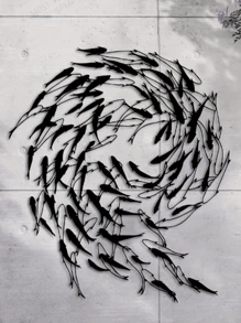 1 pièce Sculpture murale en métal décorative en forme de poisson - Décoration côtière contemporaine, thème animalier, sans électricité, ornement suspendu élégant