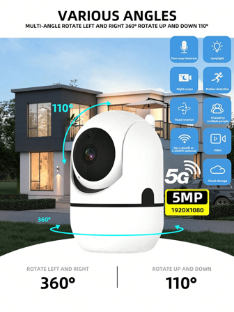 Telecamera di sicurezza da esterno/interno da 8MP/5MP Full HD 1080P, dual-band 2.4G+5G/2.4G WiFi, con funzione di tracciamento automatico, allarme, visione notturna a colori e PTZ