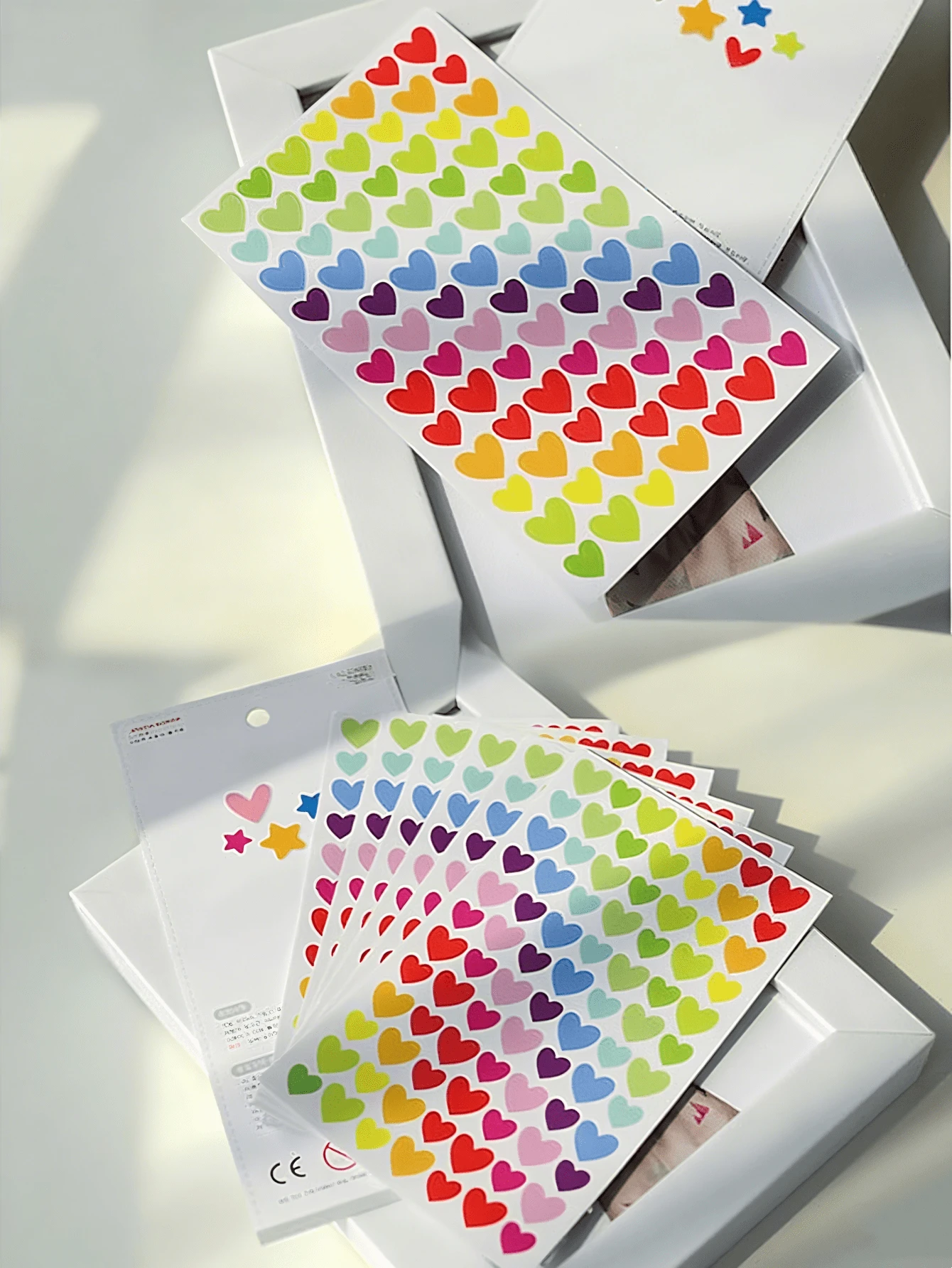 6pcs/Pack Heart-Shaped Colorful Stickers, Suitable For Scrapbooking, Valentine's Day Decorations, Gift Decorations, Home Decor, Packaging, Handicrafts, DIY, Book Decoration, Stationery Decoration School Supplies,Back To School