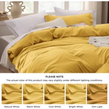 Sage Green Duvet Cover Queen Size - 3 Pieces Prewashed Extra Soft Bedding Set, Includes 1 Duvet Cover 90x90 Inches With Zipper Closure & 2 Pillow Shams, Comforter Not Included - 08 - 芥末黃(無被子) - 查看 7