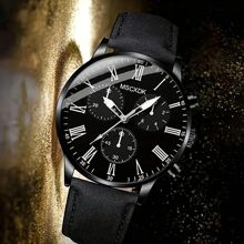 Conjunto de 2 relojes de hombre con pulsera de joyas de accesorios tipo Hip Hop - Reloj de cuarzo con esfera de números romanos y tres ojos, correa de PU, casual y de moda - Ideal como regalo para fiesta, playa, vacaciones o San Valentín
