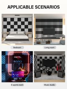 [MODX] 24pcs Acoustic Studio Soundproofing Foam Panels - Professional Grade Soundproofing For Home Theater, Gaming Room, Studio - 12" X12"X1", Easy To Install, Available In Black/White/Gray Wallpaper Wall Paper Wall Stickers Room Decor Wall Decor Wall Sticker - White - View 7