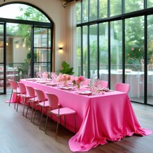 1 pezzo Tovaglia rettangolare grande blu/rosa in spandex - Disegno aderente, adatta per matrimoni, feste e banchetti | Lavabile in lavatrice e a mano | Decorazione riutilizzabile per eventi, adatta per più ospiti, decorazione per matrimoni