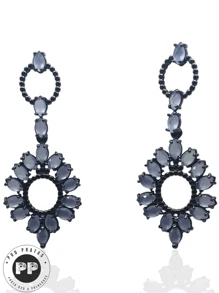 Brinco Festa Luxo Pedras Cristais Cravejadas ( Ouro 18K )