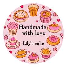 Handmade With Love Baking Stickers - Customizable Round Cartoon Design For Dessert Packaging, DIY Quotes & Teaching Labels, Perfect For Weddings, Anniversaries, And Personalized Gifts - Multicolor - View 6