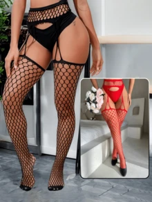 1双女士性感内衣，系带渔网袜 - 彩色 - 查看 2