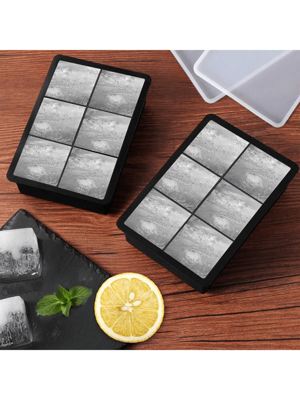 Silicone Ice Cube Tray - Large Ice Cube Tray Mold For Making 6 Giant Whiskey Ice Cubes, Stackable For Refrigerator, Whiskey, Chocolate, Juice