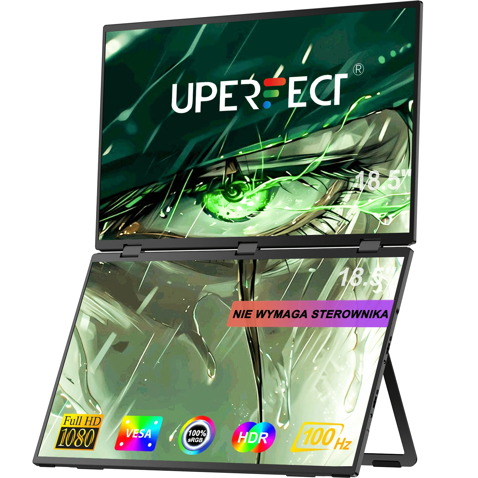 Uperfect Tragbarer Monitor UPERFECT Delta 18,5" 100 Hz, faltbarer Doppelmonitor 300cd/m²