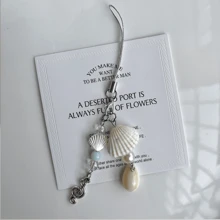 Phone Charms, Beaded Phone Lanyard Wrist Strap,Anti-Lost Phone Charm String Cell Lanyard Strap, Shell, Musical NotesCharms, Camera Bag Pendants Decor For Women