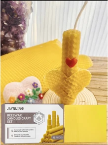 JAYSUING 10 pièces Feuilles de base en nid d'abeille en cire d'abeille naturelle, bougies en nid d'abeille artisanales DIY pour une ambiance festive, feuilles de cire d'abeille roulées créatives et pures