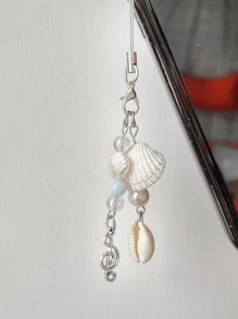 Phone Charms, Beaded Phone Lanyard Wrist Strap,Anti-Lost Phone Charm String Cell Lanyard Strap, Shell, Musical NotesCharms, Camera Bag Pendants Decor For Women