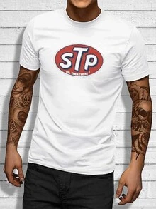 Camisa de moda para hombre con logotipo STP 220g algodón grueso - Blanco - Ver 1