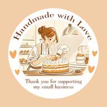 Handmade With Love Baking Stickers - Customizable Round Cartoon Design For Dessert Packaging, DIY Quotes & Teaching Labels, Perfect For Weddings, Anniversaries, And Personalized Gifts - Multicolor - View 19