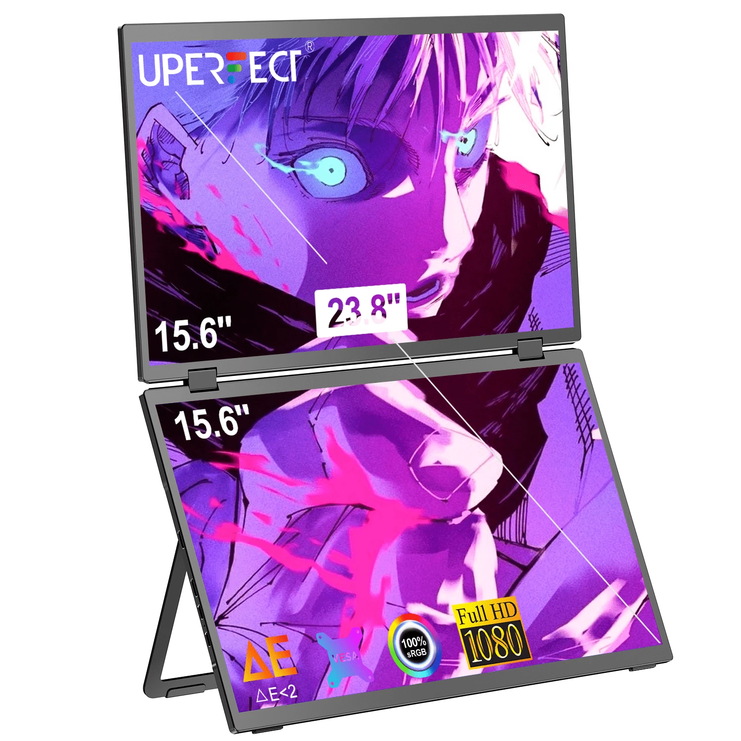 Uperfect Tragbarer Monitor UPERFECT Delta 15,6" klappbarer Doppelmonitor, kein Laufwerk erforderlich