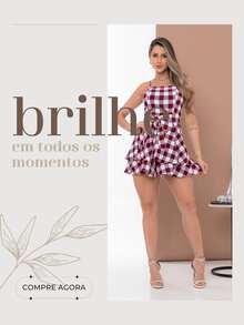 Plaid Jumpsuit Dress S To GG Women's June Party Look São João Fabric Duna Short Stylish Bow Waist Plaid Casual Cute Party Hem With Ruffle With Belt - 紅白色 - 查看 7