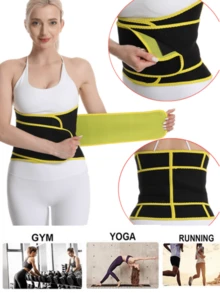 1pc, New Outdoor Sports And Fitness Belt For Spring And Summer, Palace Women's Waist Belt, Double Layered Strengthening Restraint Belt, Waist Belt, Perfect For Daily Fitness Training, Yoga Pilates Gym Accessories Lumbar Girdles - Yellow - View 3