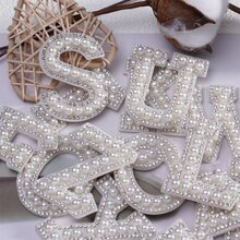 26 Pieces Of A-Z Letters 1 Set Of 3D Pearl Letter Patch English Letters Rhinestone Applique Clothes Iron Stripe Badge DIY Name, Ideal For Gifts. - White - View 3
