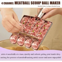 1 pezzo Strumento per formare le polpette, in acciaio inox 304, pressatrice per polpette manuale antiaderente, set per polpette e falafel in acciaio inox - antiaderente, utensile da cucina multifunzione per formare polpette, impasto e palline di riso sorbetto, dalla forma perfetta, strumenti per la cucina di casa