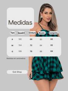 Plaid Jumpsuit Dress S To GG Women's June Party Look São João Fabric Duna Short Stylish Bow Waist Plaid Casual Cute Party Hem With Ruffle With Belt - 墨綠色 - 查看 8