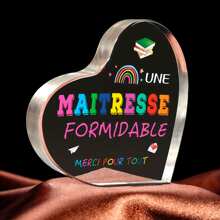 1 pièce Cadeau pour professeur de français, plaque acrylique 2D Cadeau de fin d'année pour professeur, cadeaux pour enseignants Thanksgiving et Noël - Adaptation générale pour la décoration de l'école, la surprise de l'école, la décoration du dortoir et la rentrée des classes