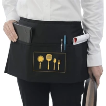 1pc Custom Graphic Half-Length Apron, Waterproof Anti-Fouling Waitress/Kitchen/Home/Holiday Gift Apron, Black
