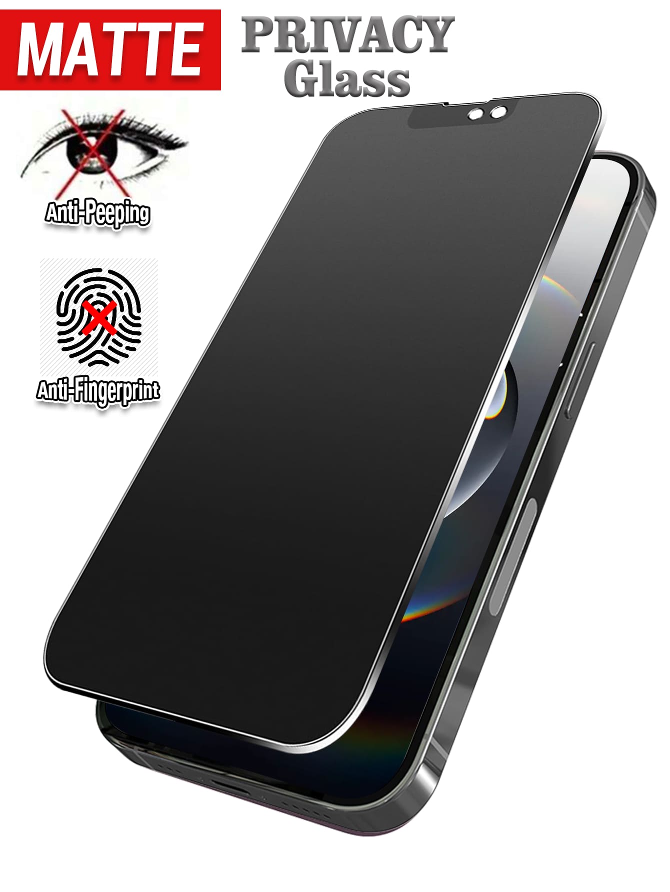 Yezodawee 1片磨砂防窥屏保护膜,兼容 16 Pro Max/16 Plus/15 Pro Max/14/13/12/11/XR/X/XS/7/8,9H防窥磨砂钢化玻璃隐私膜,2.5D防指纹磨砂防窥屏保护膜(6.1英寸),全覆盖磨砂防窥钢化玻璃屏保护膜,磨砂质感,生日礼物,送给家人、朋友,手机屏幕保护膜,手机配件 - 1pc Matte - 查看 1