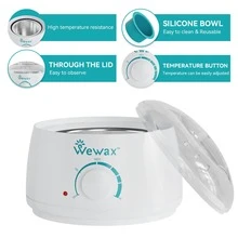 WEWAX 36-Piece Waxing Kit – Wax Heater With Silicone Pot, 4 Packs Of Wax Beans, 10 Wooden Sticks, 10 Pre-Wax Wipes, 10 Post-Wax Wipes, Easy To Clean, Ideal For Men & Women, Suitable For Face, Underarms, Arms, Legs, And Travel Use - Xem 3