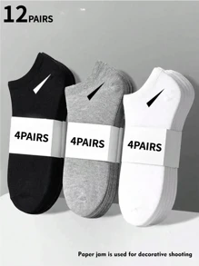 1/10/12/20/30 Pares Meias Sólidas Pretas, Brancas, Cinzas Unissex Plus Size, Combinam com Tudo, Design Minimalista para Uso Diário