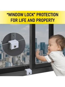 5 件套推拉窗锁，可调节安全窗锁，带钥匙的铝合金窗挡，适用于水平滑动门窗的窗锁夹