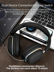 Reletech Auriculares inalámbricos T3 True Wireless, mini auriculares inalámbricos 5.3 totalmente inalámbricos, adecuados para viajes, escuela, fiestas, escuchar música, regalos, con cancelación activa de ruido ANC y cancelación pasiva de ruido ENC, se pueden conectar de forma inalámbrica a través de un cable auxiliar de 3.5 mm, baja latencia, apariencia elegante, funciones versátiles, adecuados tanto para hombres como para mujeres, una opción ideal para regalos de vacaciones y regalos de cumpleaños, compatible con dispositivos Apple, tabletas y computadoras de escritorio - Negro - Ver 5