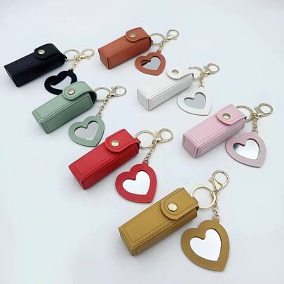 1 porta rossetto in pelle con specchio a forma di cuore per portachiavi da trucco da donna. Specchio a forma di cuore decorato con bocca, busta rossa, borsa per il trucco da donna multicolore, ciondolo portachiavi alla moda decorato a forma di cuore e borsa, borsa, borsa, accessori per borse., borsa per il trucco, borsa per il trucco, borse per il trucco, borsa per cosmetici, organizer per il trucco, viaggio, pochette per il trucco, borsa, vanity, pochette per il trucco, articoli essenziali da viaggio, borsa a marsupio, articoli essenziali da viaggio, accessori per il trucco, piccola borsa per il trucco, pochette per il trucco, articoli essenziali da viaggio, grande capacità, grande borsa per il trucco, regali di Natale, marsupio, viaggio, regali per donna, necessaire da donna, articoli essenziali da viaggio, marsupio, pochette / piccola borsa a mano, necessaire, organizer per il trucco, organizzazione del trucco, marsupio, portapennelli, mini marsupio, marsupio di grande capacità