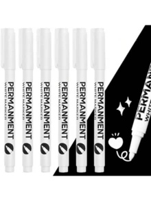 1-2mm Waterproof Permanent Marker Pen, Quick Drying Black Oil-Based Paint Marker, Non-Fading, Suitable For Paper, Ceramic, Glass, Wood, Metal, Fabric. Ideal For Painting, Writing, Graffiti, Marking. Essential Stationery For Back To School - Multicolor - View 6