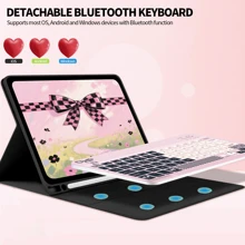 Tastaturhülle kompatibel mit Samsung Galaxy Tab und iPad, Redmi Pad Se, mit abnehmbarer Bluetooth-Funktionstastatur (150 mAh) und Stifthalter (Schwarz)