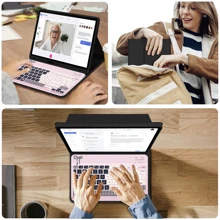 Tastaturhülle kompatibel mit Samsung Galaxy Tab und iPad, Redmi Pad Se, mit abnehmbarer Bluetooth-Funktionstastatur (150 mAh) und Stifthalter (Schwarz)