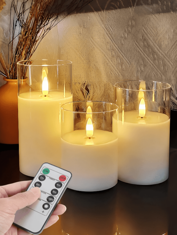 Velas sin llama controladas por control remoto, velas realistas con mecha 3D parpadeante, alimentadas por batería, de 4 pulgadas, 5 pulgadas, 6 pulgadas, aptas para fiestas, bodas, Navidad, decoración del hogar
