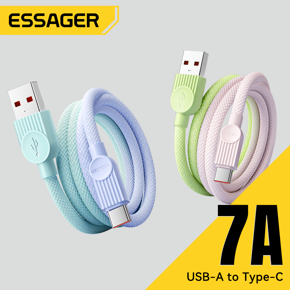 ESSAGER 7A USB Type C Cable Fast Charging For Phone 480Mbps PD QC USB C Cord Compatible With IPhone 16, 16 Pro Max, 15, 15 Plus, 15 Pro, 15 Pro Max,Compatible With Redmi, Compatible With OnePlus Charger
