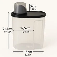 1.7L Powder Soap Dispenser With Measuring Lid And Secure Closure For Laundry And Organization - 透明 黑色蓋子 - 查看 3
