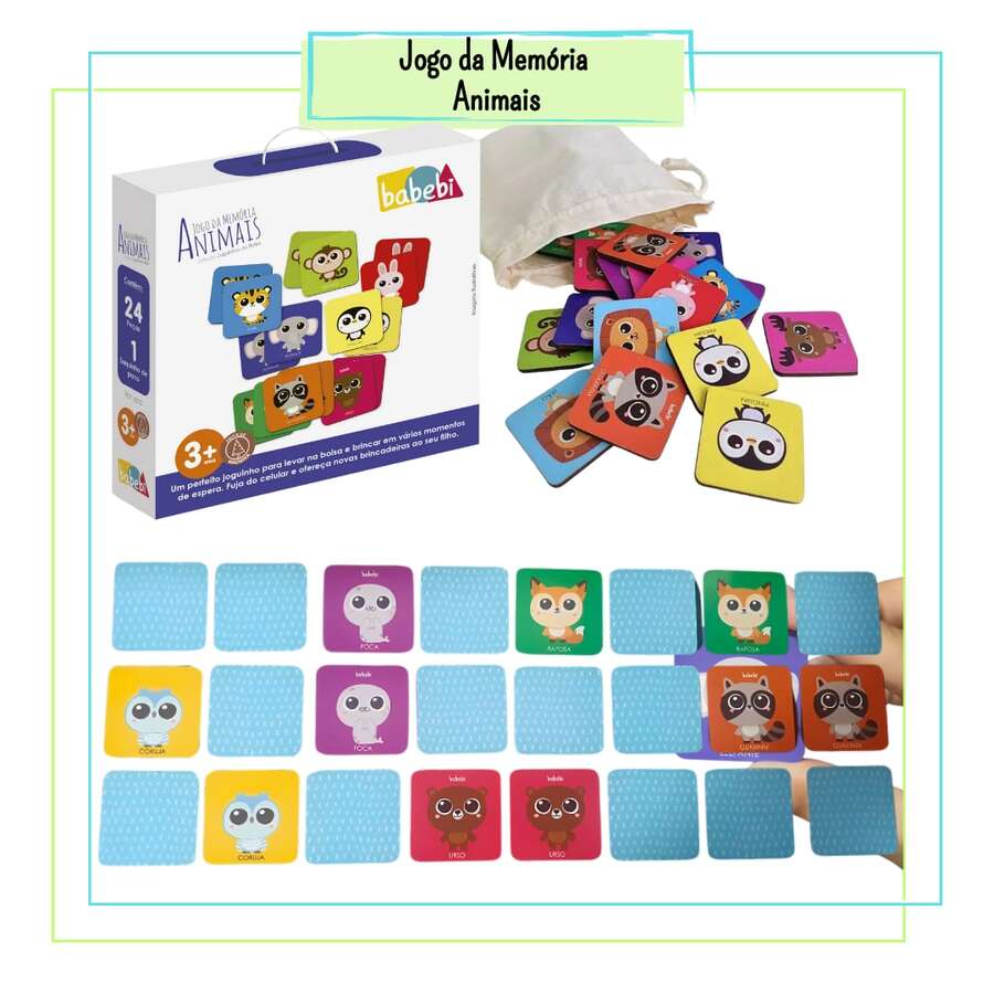 Jogo da Memória Animais – Coleção Joguinho de Bolsa - Multicolorido - Visão 1