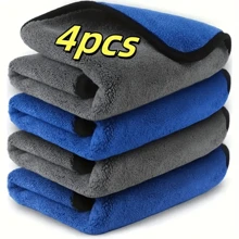 1/4 Packs Super Absorbent Microfiber Chamois Car Towels , Unbeatable Absorbency, Ultra-Thick 800GSM, Lint-Free, Scratch-Free, Fade Resistant, Quick-Drying, Gentle On Surfaces ,9.8inx9.8in, 16x12 Inch