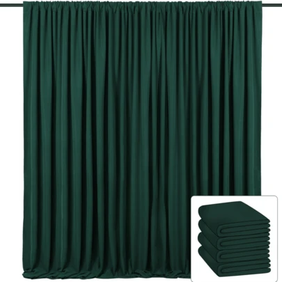 4 Panels-5ft X 10ft Wrinkle Free Dark Green Backdrop Curtains For Party Background, Green Backdrop Curtains  Drapes For Wedding Birthday Photography Shower Decor
